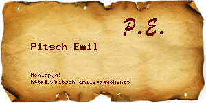 Pitsch Emil névjegykártya